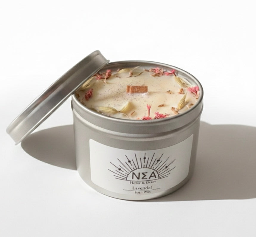 Frische Baumwolle & Lavendel – Vegane Duftkerze aus Sojawachs – nea home & decor
