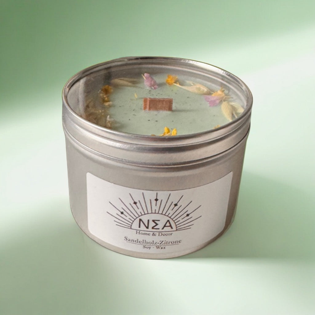 Sandelholz-Zitrone – Vegane Duftkerze aus Sojawachs