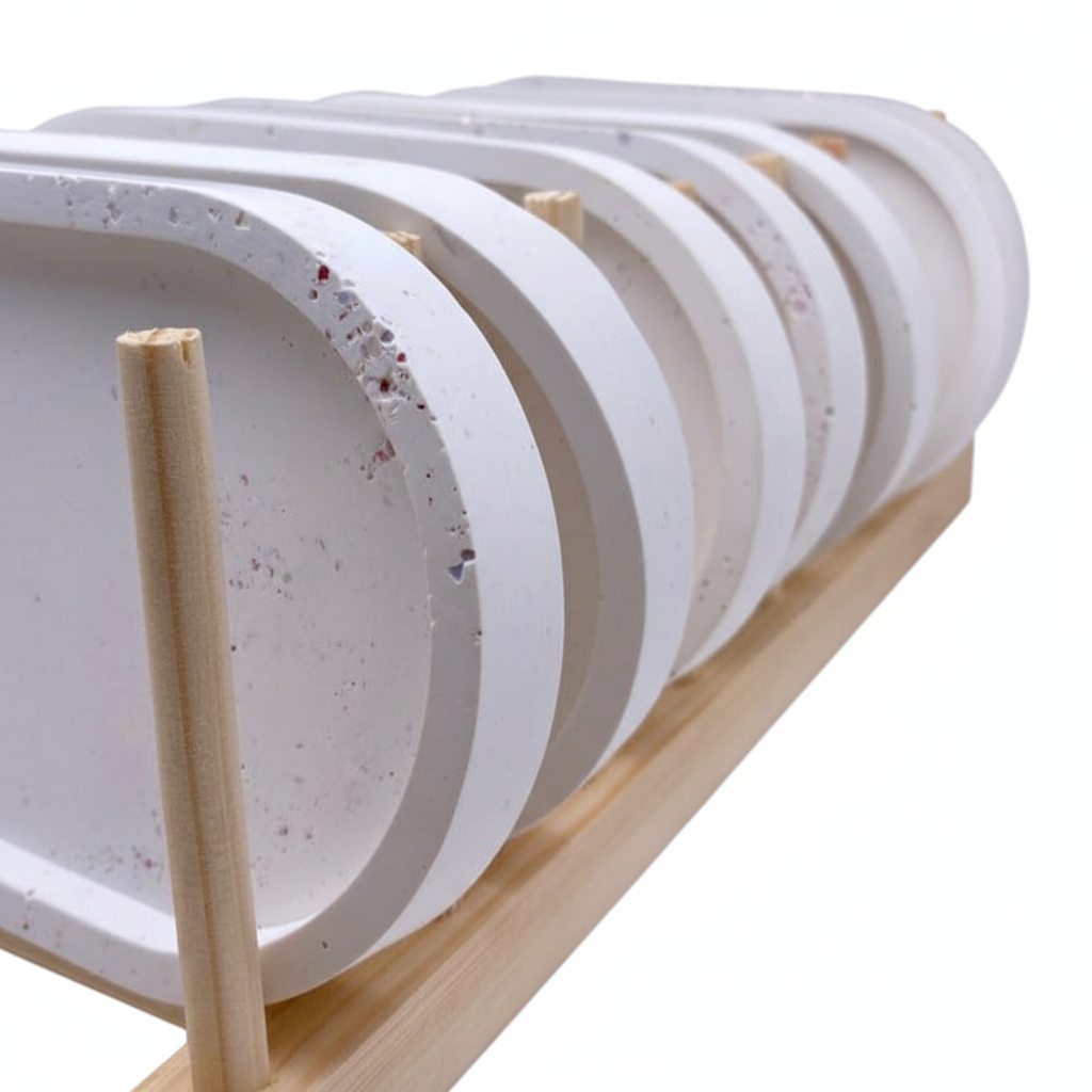 Kerzenuntersetzer aus Gießkeramik