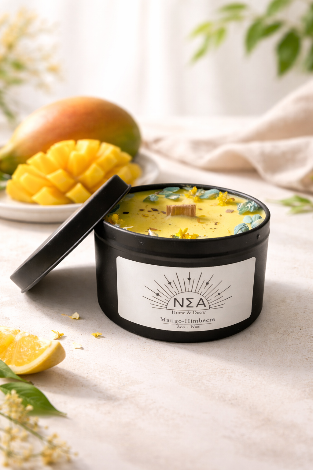 Mango-Himbeere-vegane Duftkerze aus Sojawachs