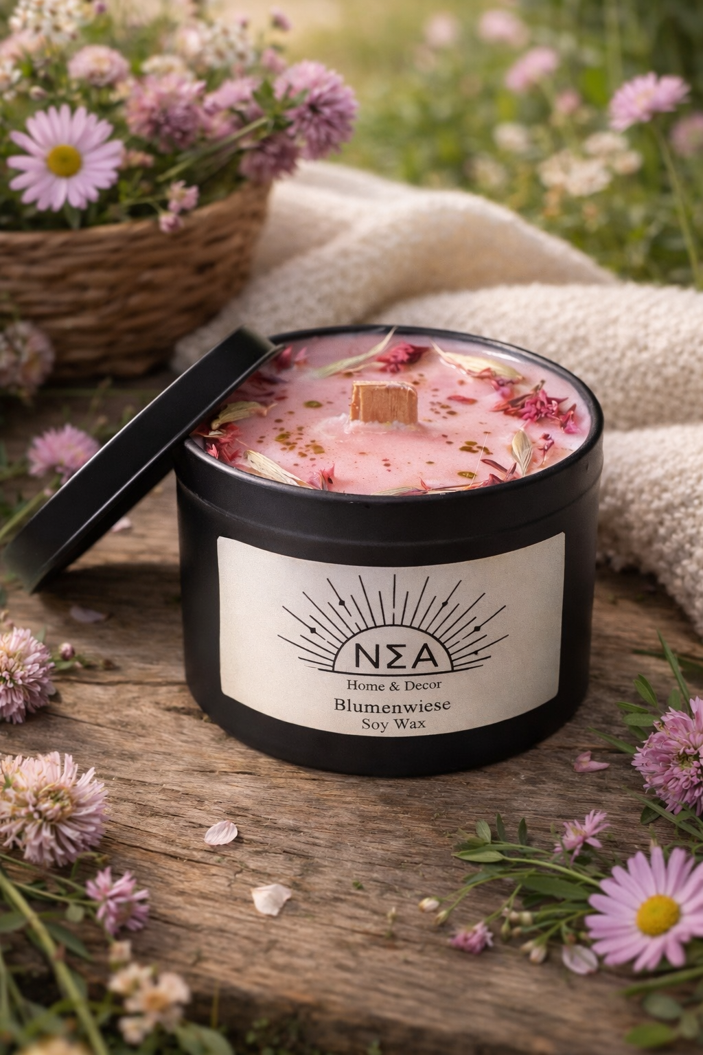 Blumenwiese – Sojawachskerze mit fruchtig-blumigem Duft