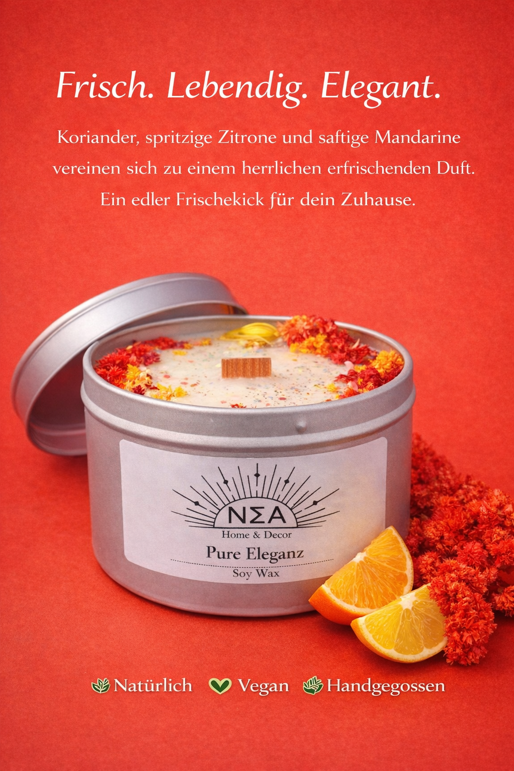 Pure Eleganz – Vegane Duftkerze aus Sojawachs | Luxusduft inspiriert von Coco Mademoiselle