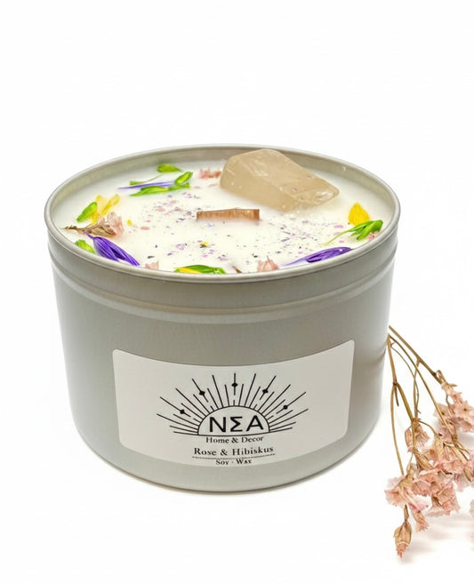 Bergkristall Kerze XL Rose-Hibiskus