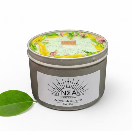 Vegane Duftkerze Zedernholz & Ingwer – warm, würzig, harmonisierend