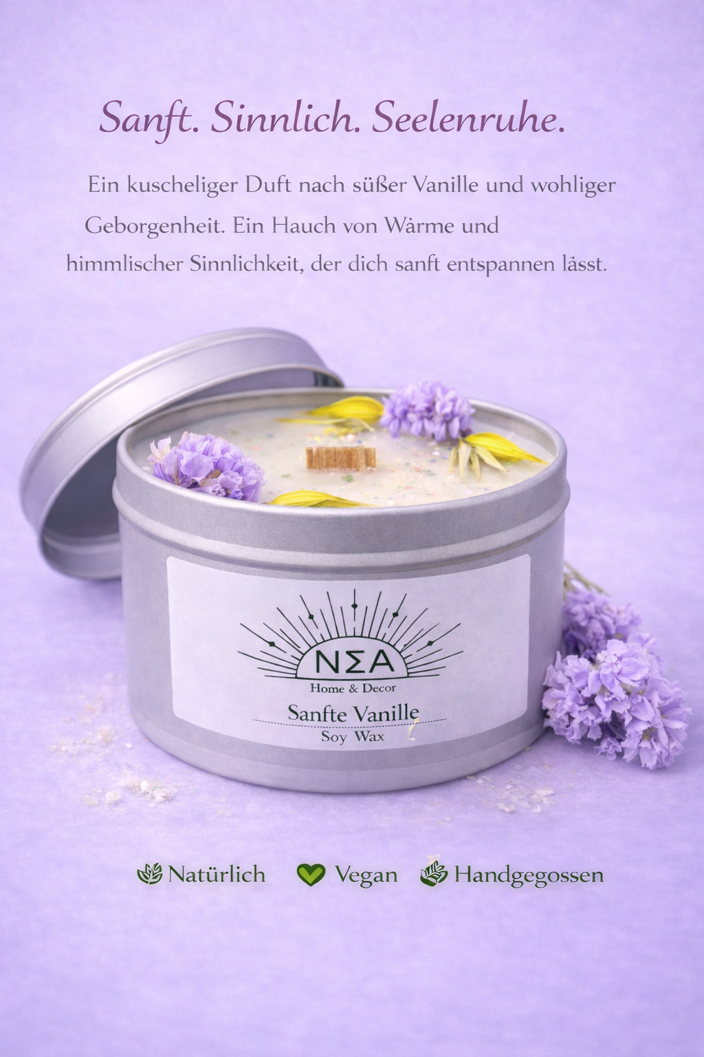 ✨ Sanfte Vanille – Sojawachskerze für Geborgenheit & Entspannung