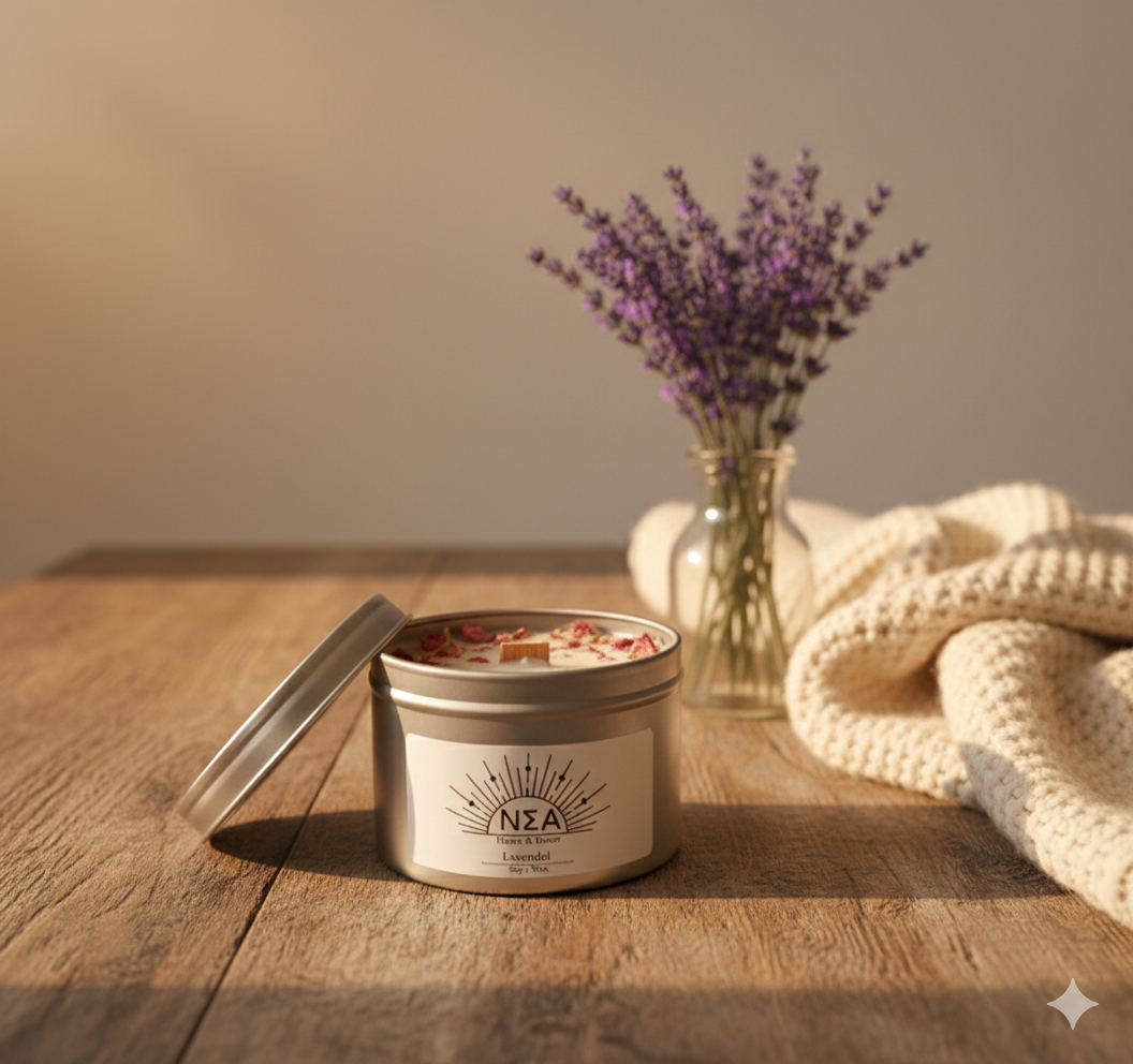 Frische Baumwolle & Lavendel – Vegane Duftkerze aus Sojawachs