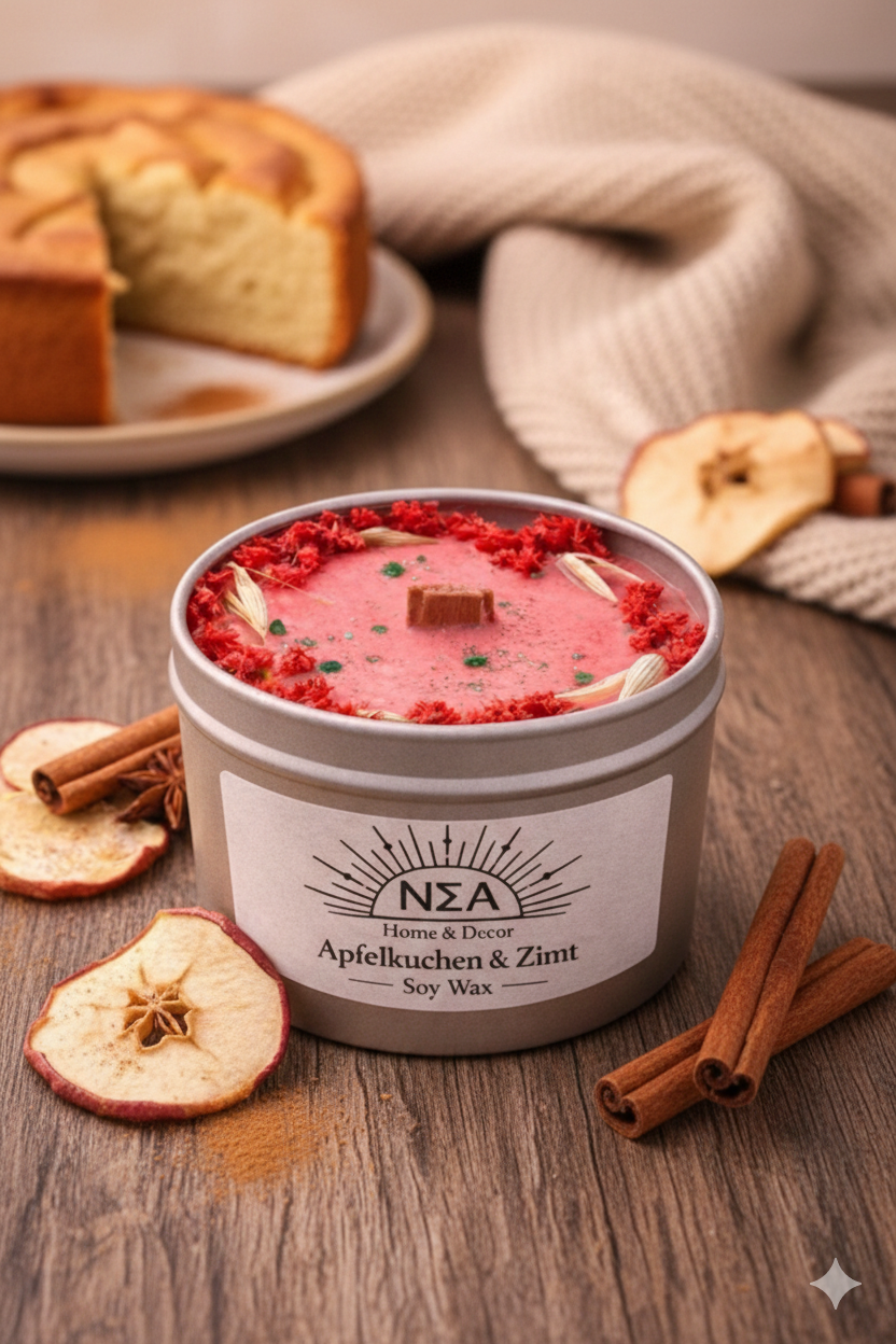 Apfelkuchen-Zimt – Vegane Duftkerze aus Sojawachs