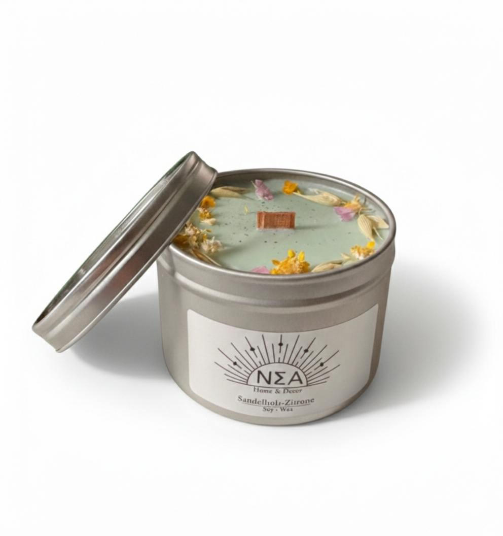 Sandelholz-Zitrone – Vegane Duftkerze aus Sojawachs